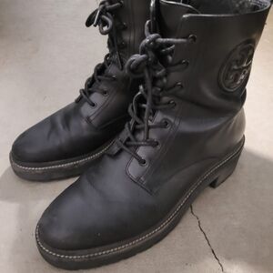 Tory Burch Black Lace-Up Boots